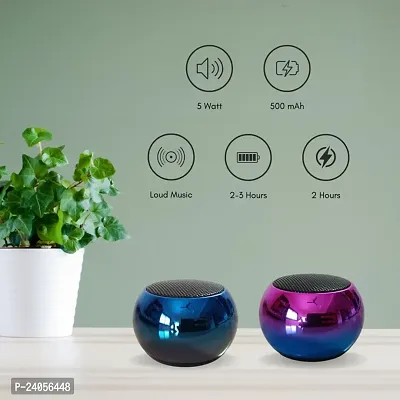 Mini Speaker  Colorful Wireless Bluetooth Speaker Mini Electroplating Round Steel Speaker (Random from 4 Colour)-thumb4