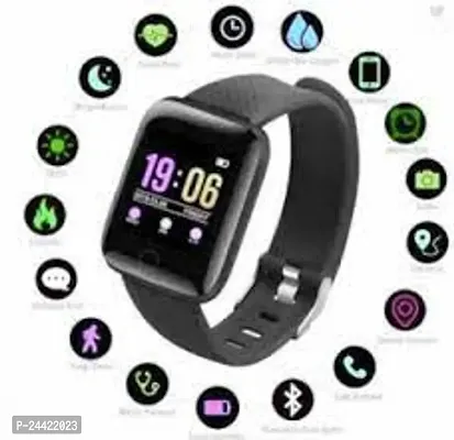 ID 116 New SMART WATCH 2023 latest version  Full Touch Screen Bluetooth Smartwatch with Body Temperature, Heart Rate  Oxygen Monitor Compatible with All 3G/4G/5G Android  iOS/(BLACK)-thumb0