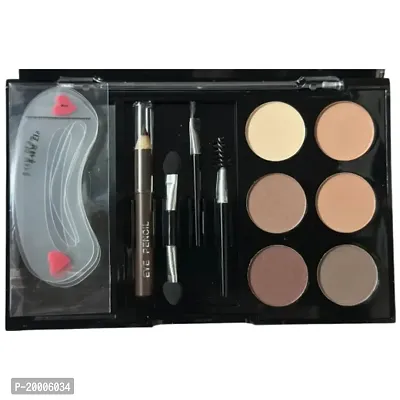 HUDA ZONE Ultimate 6 IN 1 Eyebrow Kit to Shape Eyebrow Pencil,Eyebrow Powder Cake,Define  Fill the Eyebrows,Angled Eyebrow Brush and Spoolie,With 3 Reusable Eyebrow Stencils hicker For Women  Girls.-thumb4