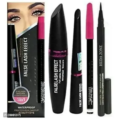 HUDA ZONE Professional Eye Care Combo Waterproof Eyeliner With Mascara  Eyebrow Pencil  Long Lasting Sketch Eyeliner,Black (Pack Of 4)