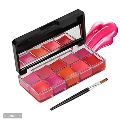 HUDA ZONE Multicolor Shade lip Palette With Brush For Woman 10 color