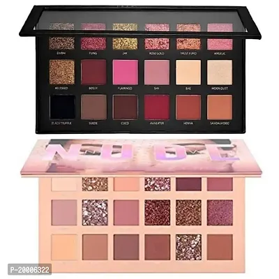 HUDA ZONE Imported Combo Nude With Rose Gold Eyeshadow Palette With Glitter and Matte Shades (Pack Of 2)