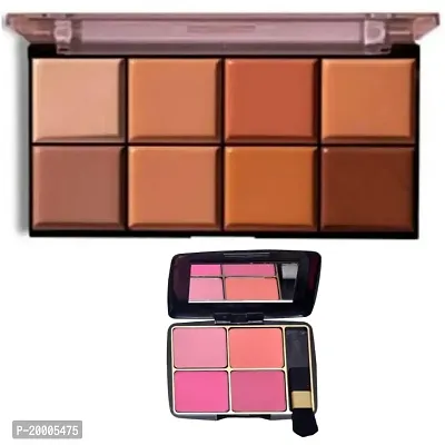 HUDA ZONE Combo Stael Pares 4 in 1 Blusher Palette With Concealer Contour Palette Kit