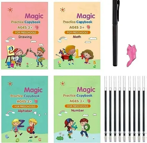 Magic Practice Copybook, Number Tracing Book For Preschoolers With Pen, Magic Calligraphy Copybook Set Practical Reusable Writing Tool Simple Hand Lettering  (Hardcover, Generic)