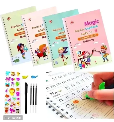 Magic Practice Copybook, Number Tracing Book For Preschoolers With Pen, Magic Calligraphy Copybook Set Practical Reusable Writing Tool Simple Hand Lettering  (Hardcover, Generic)-thumb4