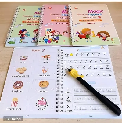 Magic Practice Copybook, Number Tracing Book For Preschoolers With Pen, Magic Calligraphy Copybook Set Practical Reusable Writing Tool Simple Hand Lettering  (Hardcover, Generic)-thumb5