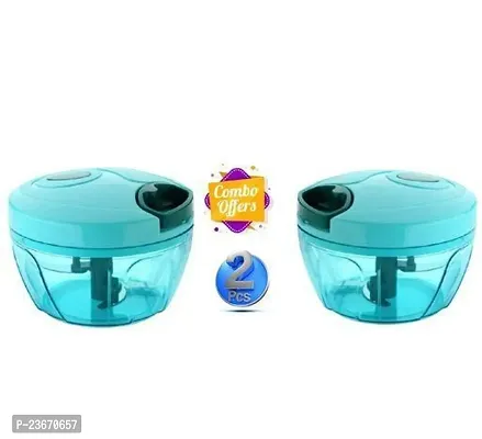 450ml + 450ml Plastic Handy Dori Chopper with 3 Blades + Whisker Blade (Pack of 2)-thumb0