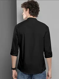 Reliable Black Cotton Blend Solid Long Sleeves Casual Shirts For Men-thumb1