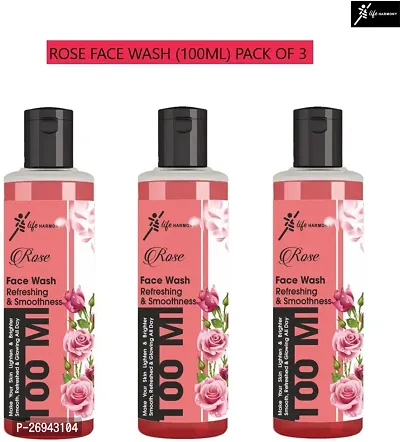 Life Harmony Rose Face wash 100ML pack of 3 for All Skin Type