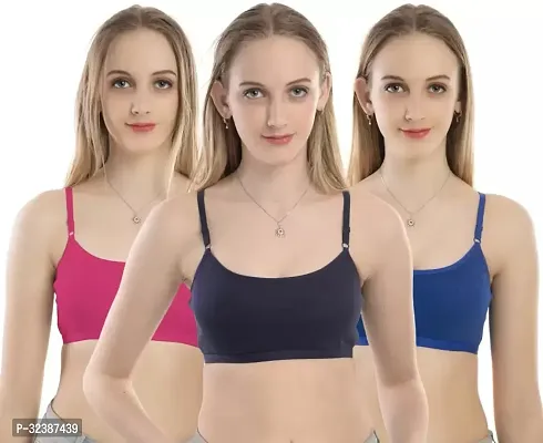 Stylish Multicoloured Cotton Blend Solid Sports Bras For Women Pack Of 3-thumb0