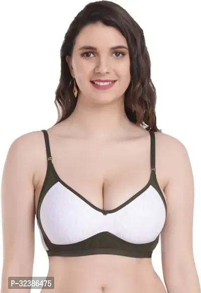 Stylish White Linen Blend Solid Bra For women-thumb0