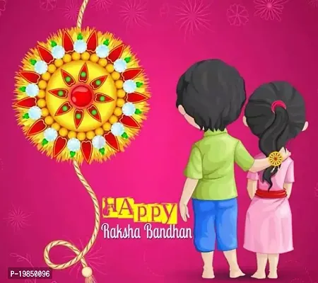 2 Pcs Rakhi,1 Pcs Lumba  2 Kids Rakhi Set for Brother Sister,Raksha Bandhan, Rakhi, Happy Raksha Bandhan Card, Kum Kum and Rice PinkC-2R_1L_2C-266-thumb2