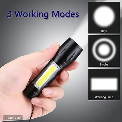 Led mini usb flashlight torch Torch  (Black, Yellow, 9.5 cm, Rechargeable)-thumb3