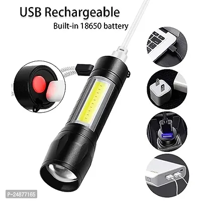 Led mini usb flashlight torch Torch  (Black, Yellow, 9.5 cm, Rechargeable)-thumb2