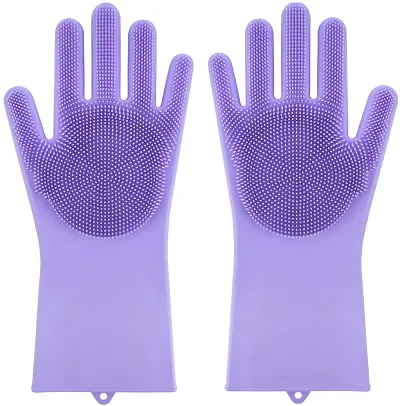 Silicon Cleaning Gloves Dish Washing Gloves For Kitchen and Pet Grooming