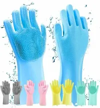 Silicon Cleaning Gloves Dish Washing Gloves For Kitchen and Pet Grooming-thumb1