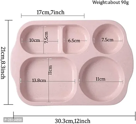 tvAt 4 Pieces Microwave Safe Unbreakable Plastic Food Plate with Partitions-thumb3