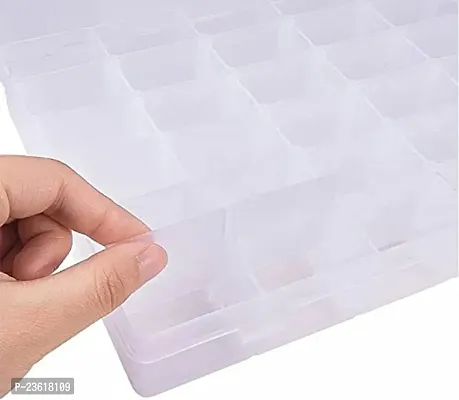 36 Grids Clear Plastic Storage Box with Adjustable 36 Grids Clear Plastic Storage Box Vanity Box  (White) (PACK OF 1)-thumb3