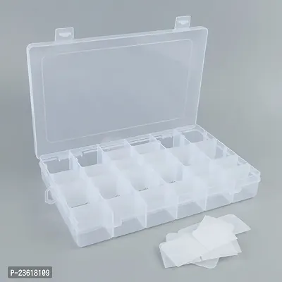 36 Grids Clear Plastic Storage Box with Adjustable 36 Grids Clear Plastic Storage Box Vanity Box  (White) (PACK OF 1)-thumb2