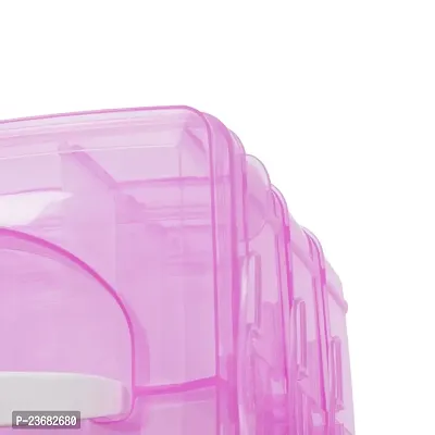 3 Layers 18 Grid Plastic Transparent Jewelry/Makeup/Cosmetic Storage Box Portable Jewelry Box Accessories for Earrings Ring (PINK)-thumb3