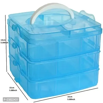 3 Layers 18 Grid Plastic Transparent Jewelry/Makeup/Cosmetic Storage Box Portable Jewelry Box Accessories for Earrings Ring (blue)-thumb0