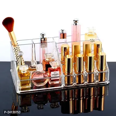 16 Section Lipstick Storage Acrylic Stand Mascara Nail Paint Lipstick Holder Dressing Table Bathroom Organizer (Small- 16 section)