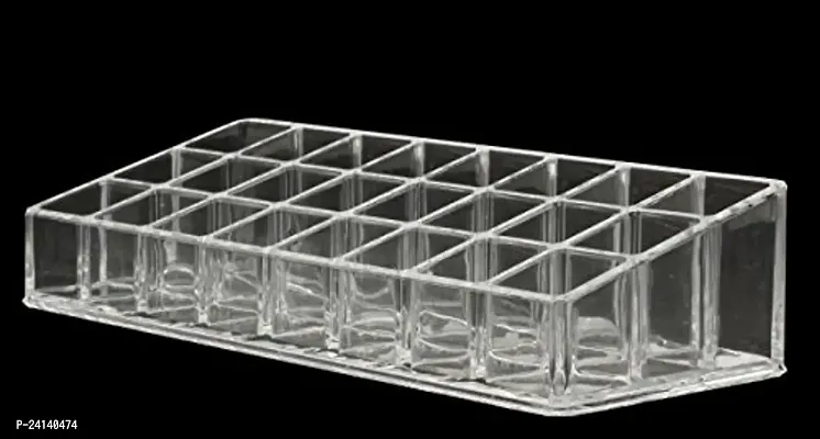24 Compartment Luxurious Clear Acrylic Makeup Organiser // Lipstick Holder Case//Nail Paint, Brush Tray // Dressing Table Organizer