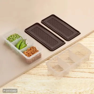 Modern Plastic 3 Partition Kitchen Storage Box For Refrigerator/Kitchen Pack Of 2