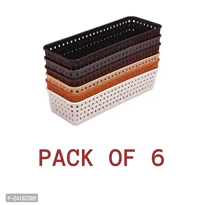 6 Pieces Multipurpose Plastic Storage Basket, Multicolor, Medium Size Storage Basket(PACK OF 6)