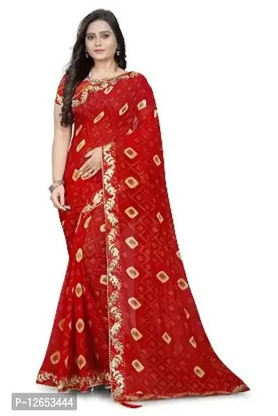 Stylish Georgette Printed Saree With Blouse Piece For Women-thumb0