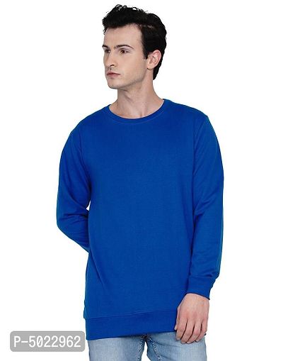 Royal Blue Pure Cotton Fleece Solid Sweatshirt