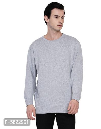 Grey Heather Pure Cotton Fleece Solid Sweatshirt