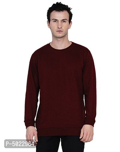 Maroon Pure Cotton Fleece Solid Sweatshirt