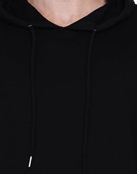 Black Pure Cotton Fleece Solid Hooded Sweatshirt-thumb4