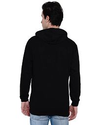 Black Pure Cotton Fleece Solid Hooded Sweatshirt-thumb1