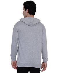 Grey Heather Pure Cotton Fleece Solid Hooded Sweatshirt-thumb1