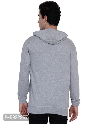 Grey Heather Pure Cotton Fleece Solid Hooded Sweatshirt-thumb2