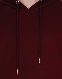 Maroon Pure Cotton Fleece Solid Hooded Sweatshirt-thumb4