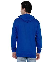 Royal Blue Pure Cotton Fleece Solid Hooded Sweatshirt-thumb1