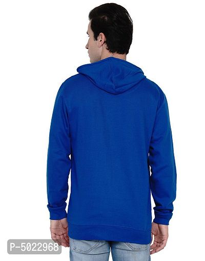 Royal Blue Pure Cotton Fleece Solid Hooded Sweatshirt-thumb2