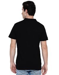 Men's Black Pure Cotton Solid Polo T-shirt-thumb1