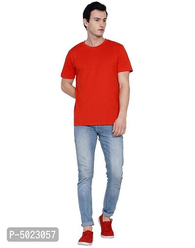 Red Pure Cotton Solid T-shirt-thumb4