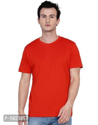 Red Pure Cotton Solid T-shirt