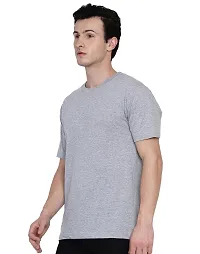 Grey Heather Pure Cotton Solid T-shirt-thumb2