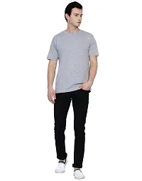 Grey Heather Pure Cotton Solid T-shirt-thumb3