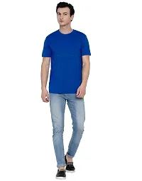 Royal Blue Pure Cotton Solid T-shirt-thumb3