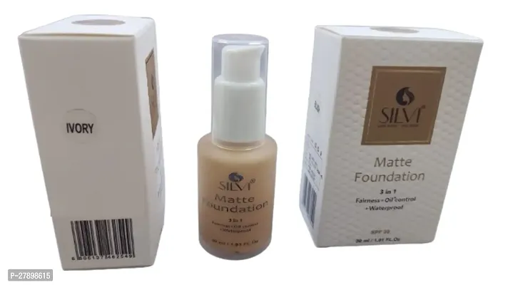 Silvi Ivory Matte Foundation 3 in 1 Fairness+Oil Control+Waterproof With SPF 20, 30ml