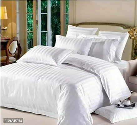 Comfortable Cotton Solid King Bedsheet with Pillow Covers-thumb0