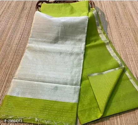 Beautiful Green Cotton Silk Zari Women Saree with Blouse Piece