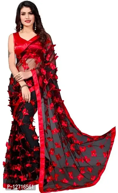 Beautiful Net Saree With Blouse Piece-thumb0
